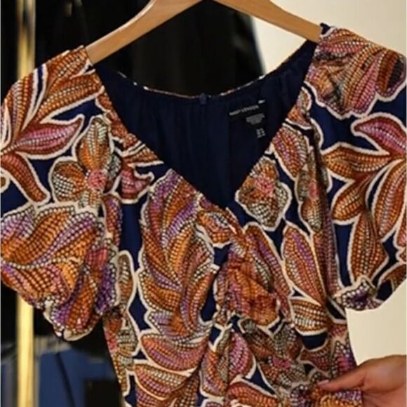 Maggy London Floral Puffed Sleeve Ruched Dress NWT - Picture 7 of 12